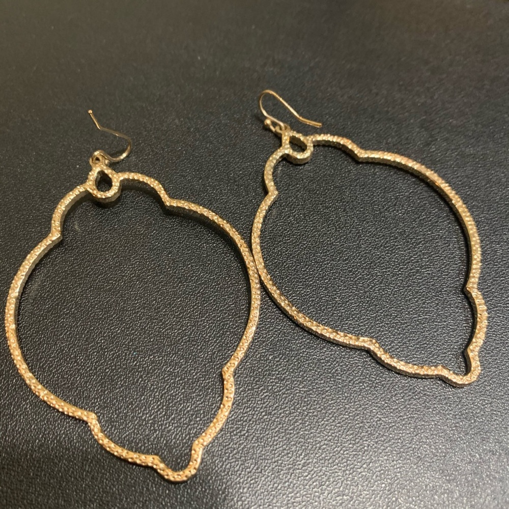 Gold Abstract Rhinestone Hoops - Picture 3 of 5